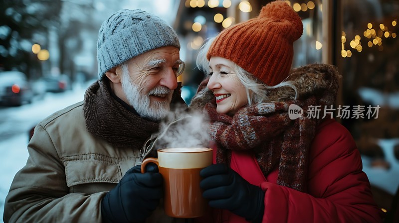 温馨冬日热饮暖手