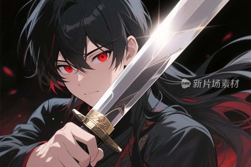 动漫持剑角色插画