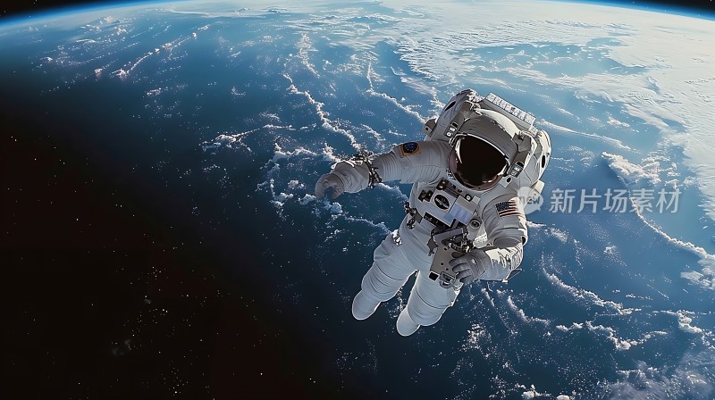 宇航员太空漫步地球背景