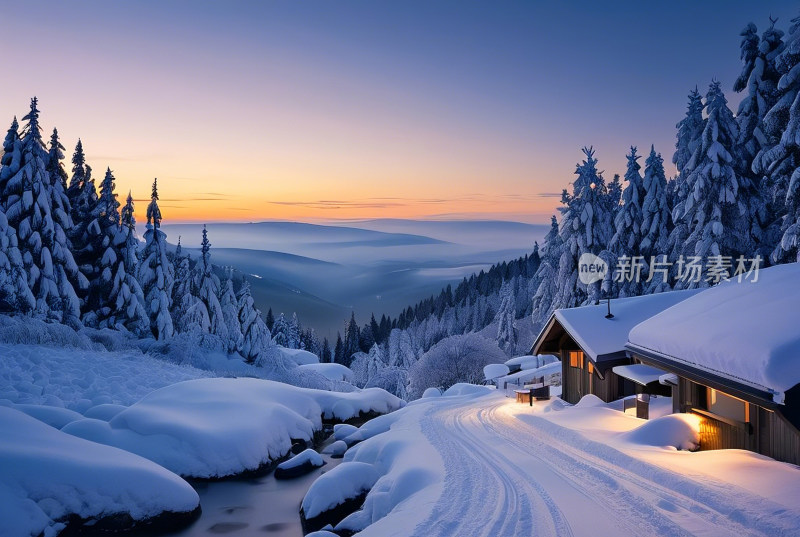 冬天冰雪天空自然风景