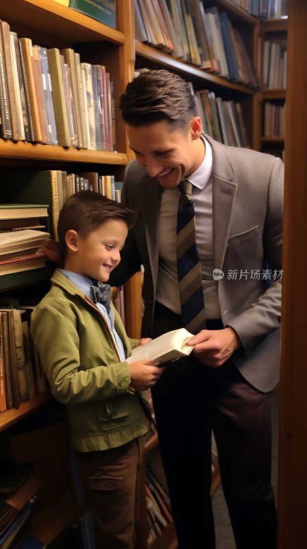 父子共读温馨时刻