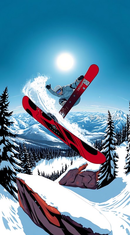 雪地飞跃极限滑雪挑战