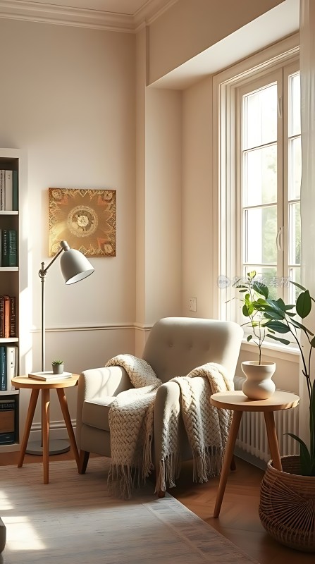 阳光午后温馨角落舒适阅读时光