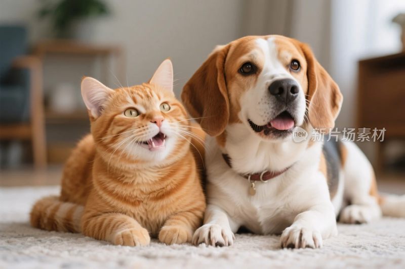 猫狗温馨摄影图