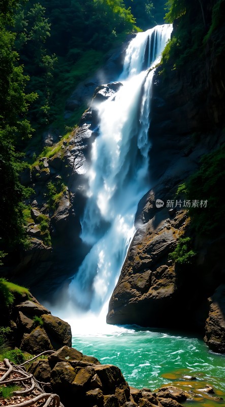 瀑布飞流直下碧波荡漾