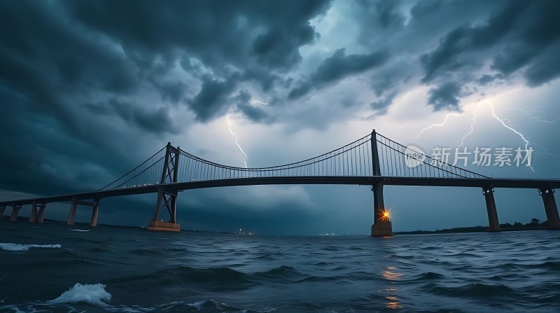 暴风雨中的跨海大桥