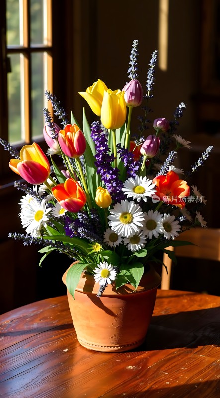 阳光下的多彩花艺