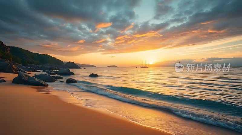 日落时分的宁静海滩