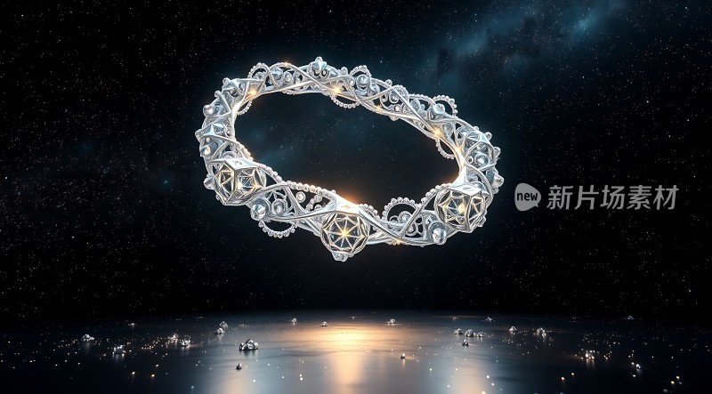 银色环形飞行器在星空下闪耀