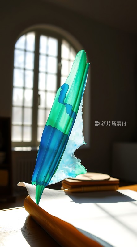 阳光下的彩色玻璃雕塑