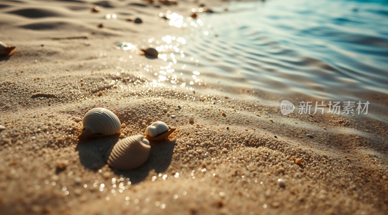 阳光下的贝壳与沙滩