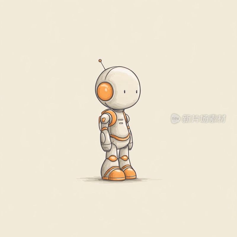 可爱卡通小机器人插画