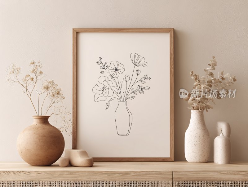 简约花瓶花卉装饰画展示