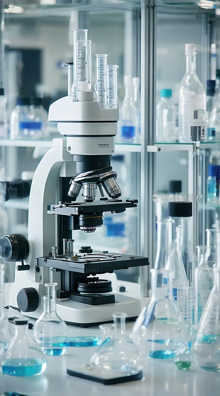实验室显微镜与玻璃器皿