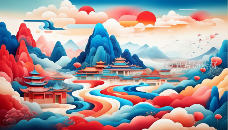 中国画山水画背景