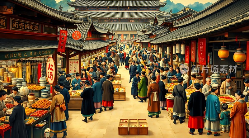 古风集市繁华景象