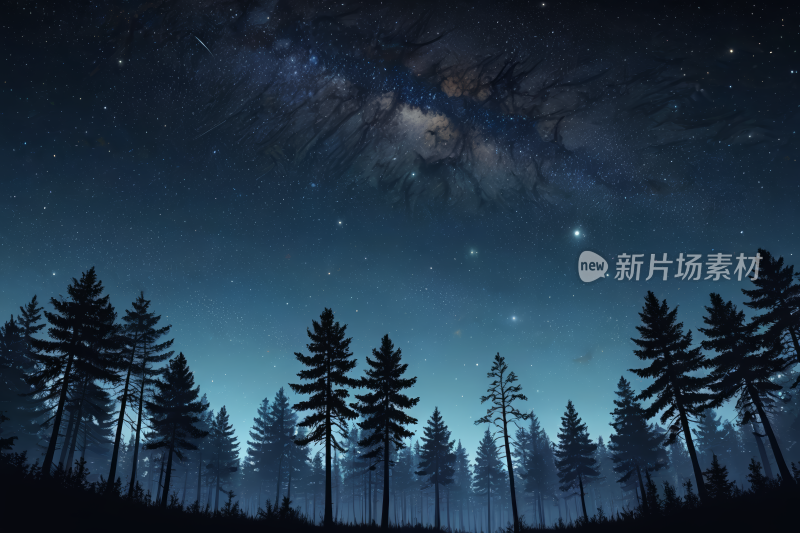 星空夜空森林高清背景图片