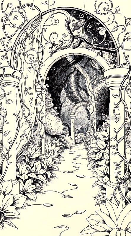 藤蔓缠绕的神秘花园小径