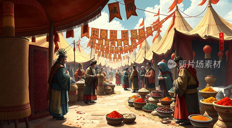 丝绸之路上的繁华集市