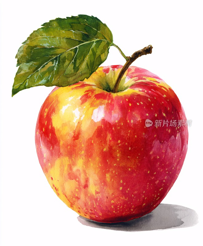 水彩画红苹果插画