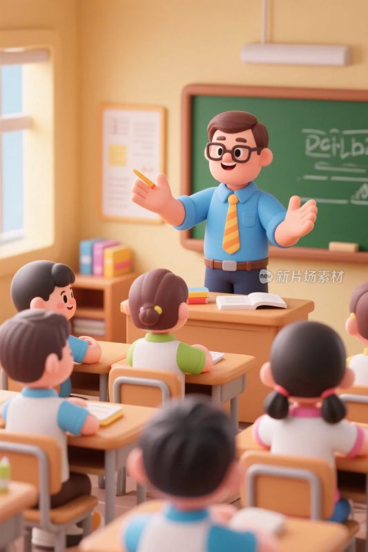 教室卡通教学插画