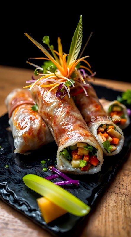美味春卷色彩缤纷诱人食欲
