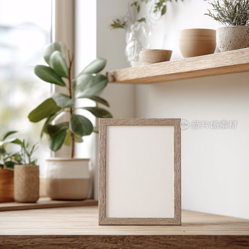 木框与绿植装饰的温馨角落