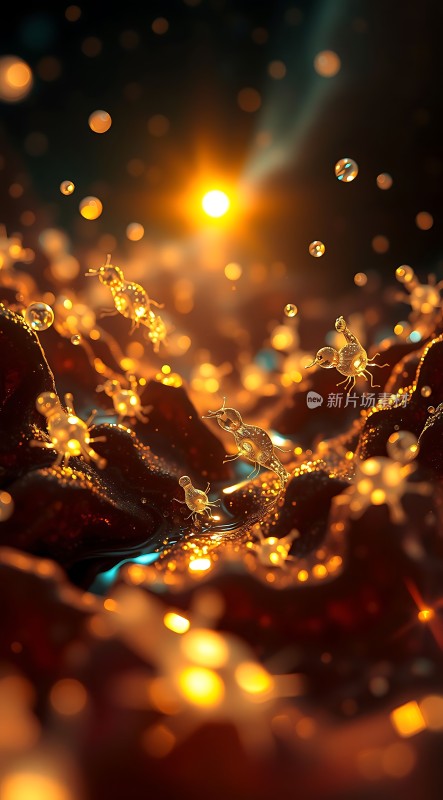 金色光芒下的微观世界探索