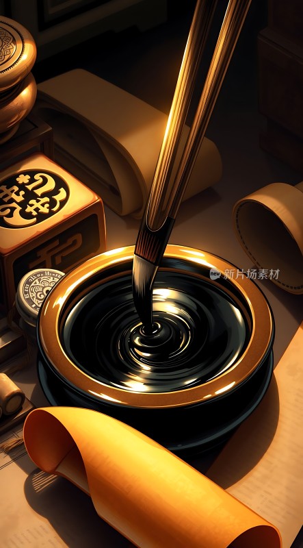 古风书法创作场景