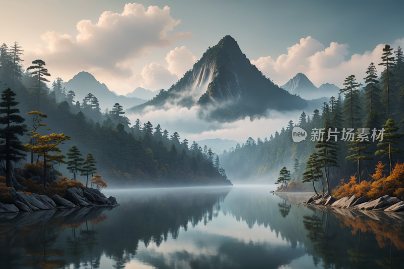 山湖泊高清风景插图片