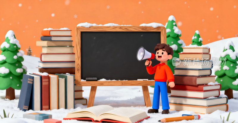冬天寒假插画背景