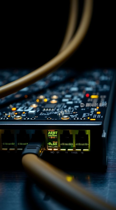 电子设备与网线连接展现科技感与现代感