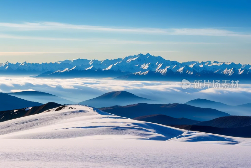 云海雪山天空自然风景