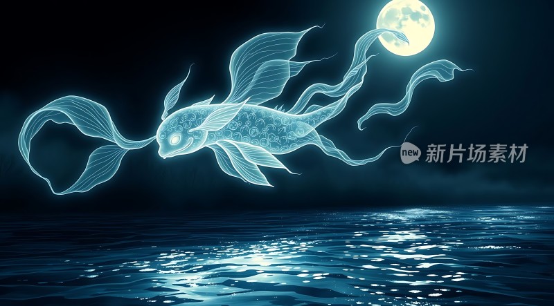 夜空下的梦幻飞鱼