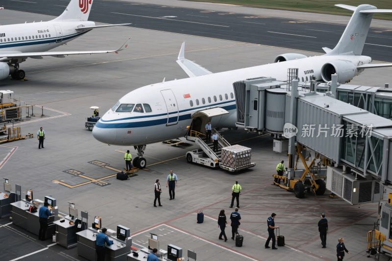 机场飞机登机桥场景