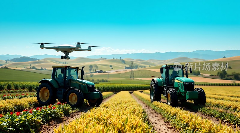 科技助力农业无人机与拖拉机协同作业