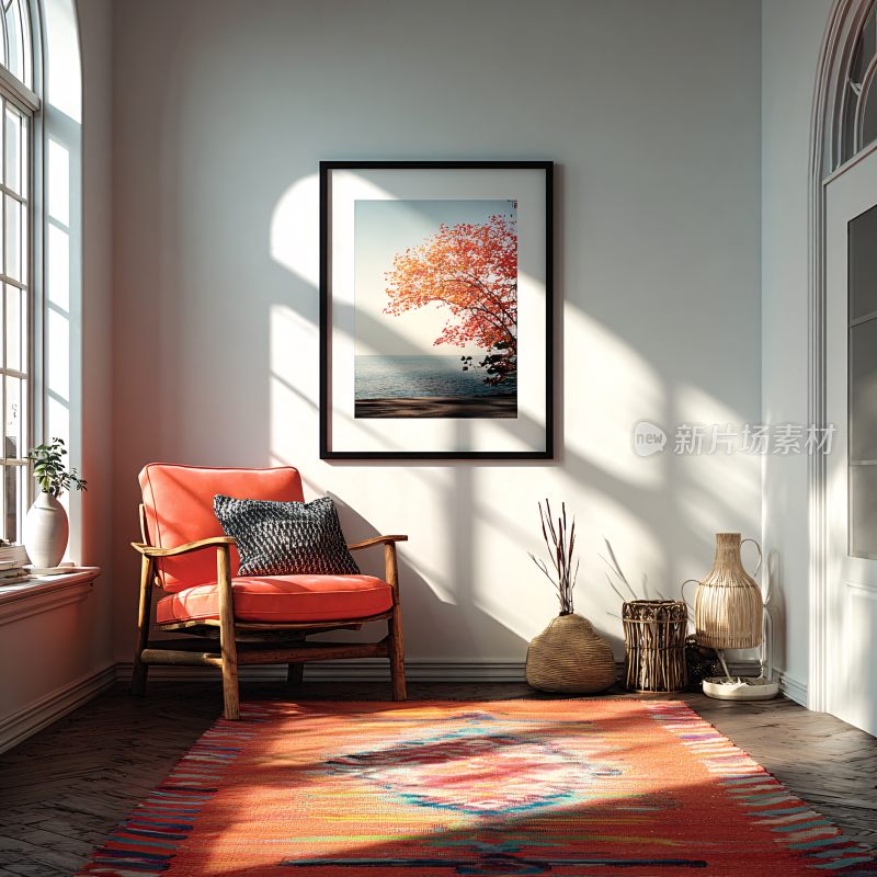 温馨室内的装饰画与座椅