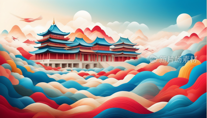 中国画山水画背景