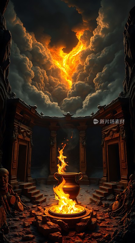 火焰神殿古老遗迹中的神秘火焰