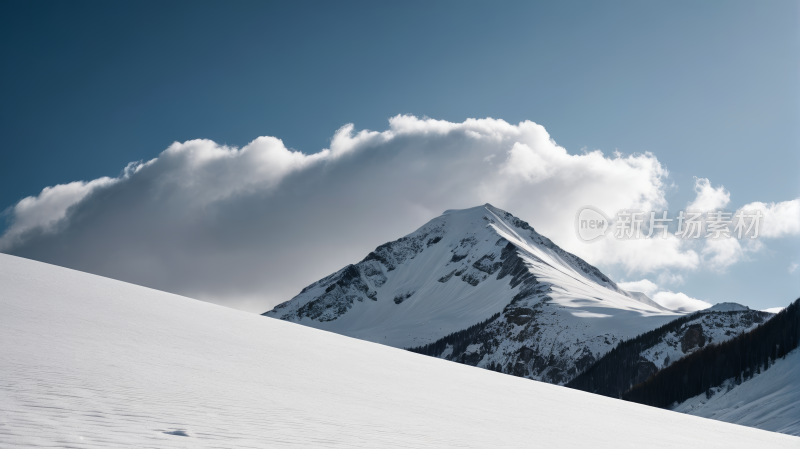 滑雪者正一座山雪山上滑雪