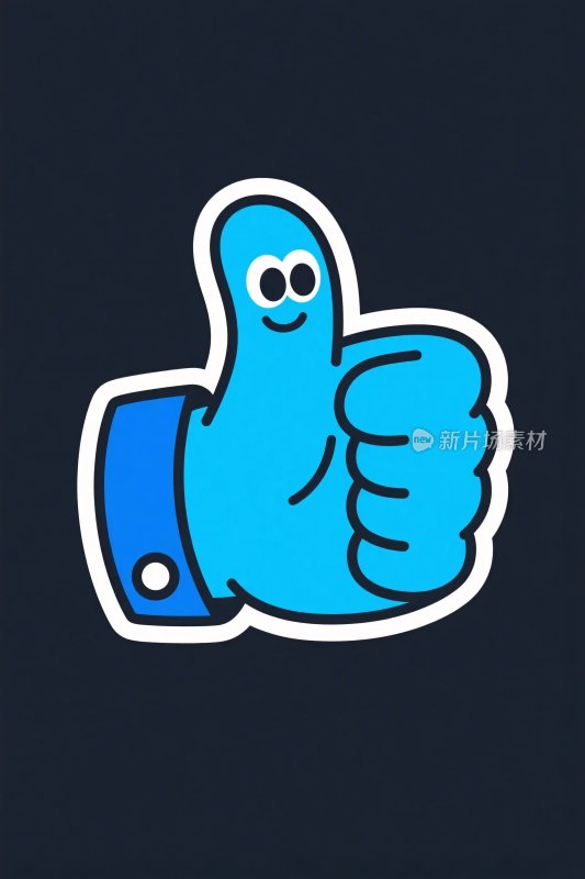 蓝色点赞手势卡通图标