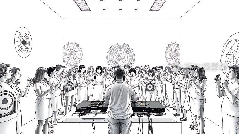 音乐派对上的DJ与观众互动
