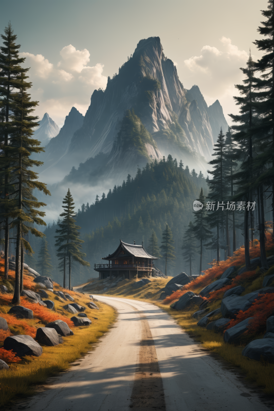 山脉风景高清插画