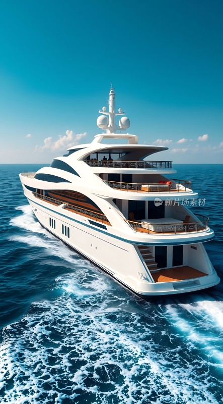 豪华游艇驶向蔚蓝大海