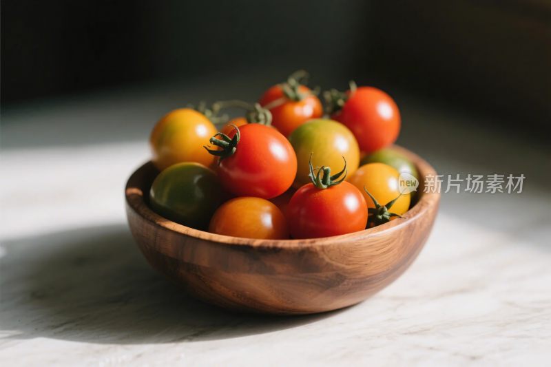 多彩番茄木碗静物