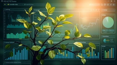 新片场素材绿色树叶与数据图表的结合 新片场素材绿色树叶与数据图表的结合