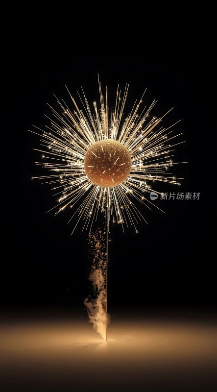金色烟花绽放光芒四射璀璨夺目