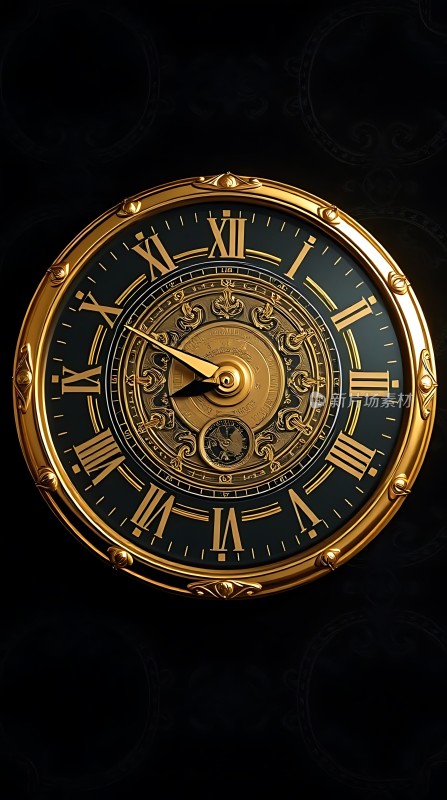 金色罗马数字时钟