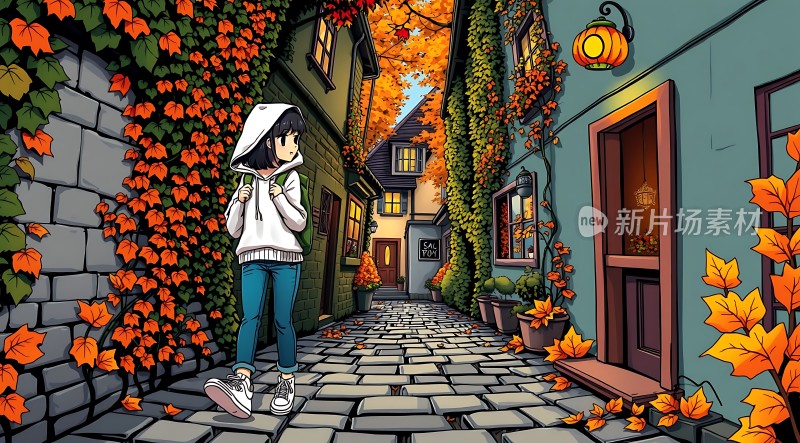 秋日小巷漫步