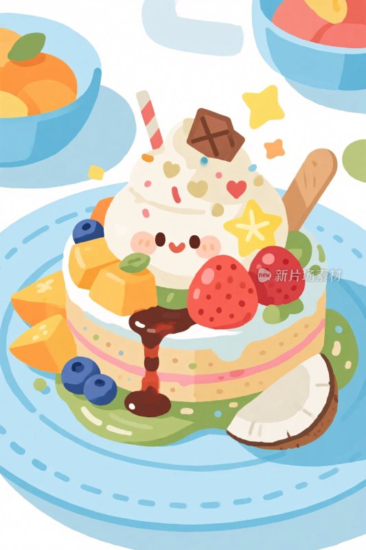 可爱甜点插画